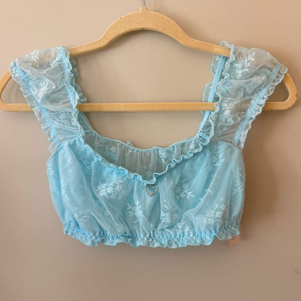 Floral Lace Off Shoulder Bralette Top - Size M (34C, 34D, 36B, 36C)